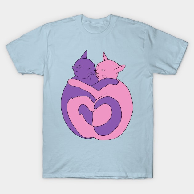 Pink and Purple Cats T-Shirt by Lady Lilac